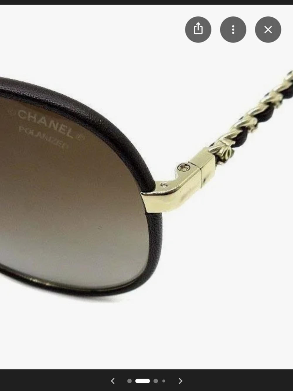RARE Authentic CHANEL leather polarized aviator Sunglasses w Brown gradient Lens - Picture 4 of 10